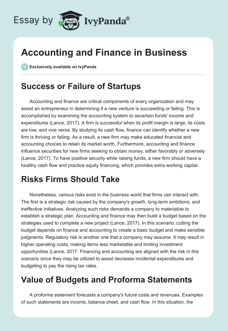 Accounting and Finance in Business. Page 1