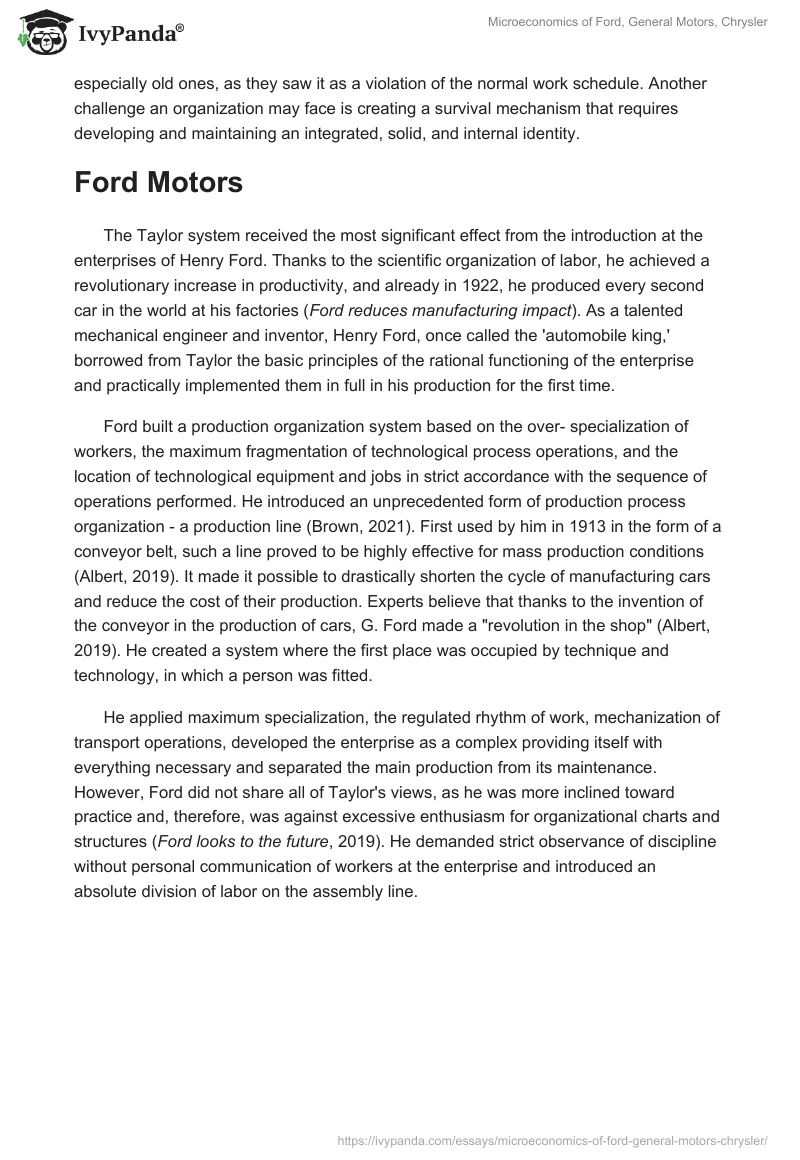 Microeconomics of Ford, General Motors, Chrysler. Page 5