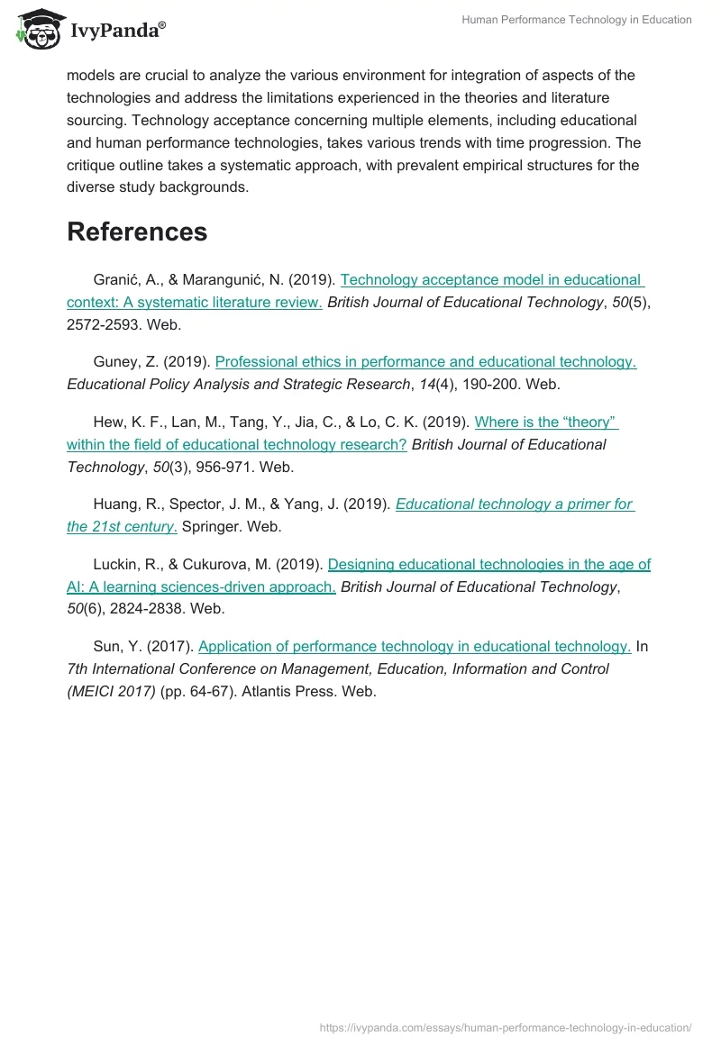 Human Performance and Technology in Education. Page 4