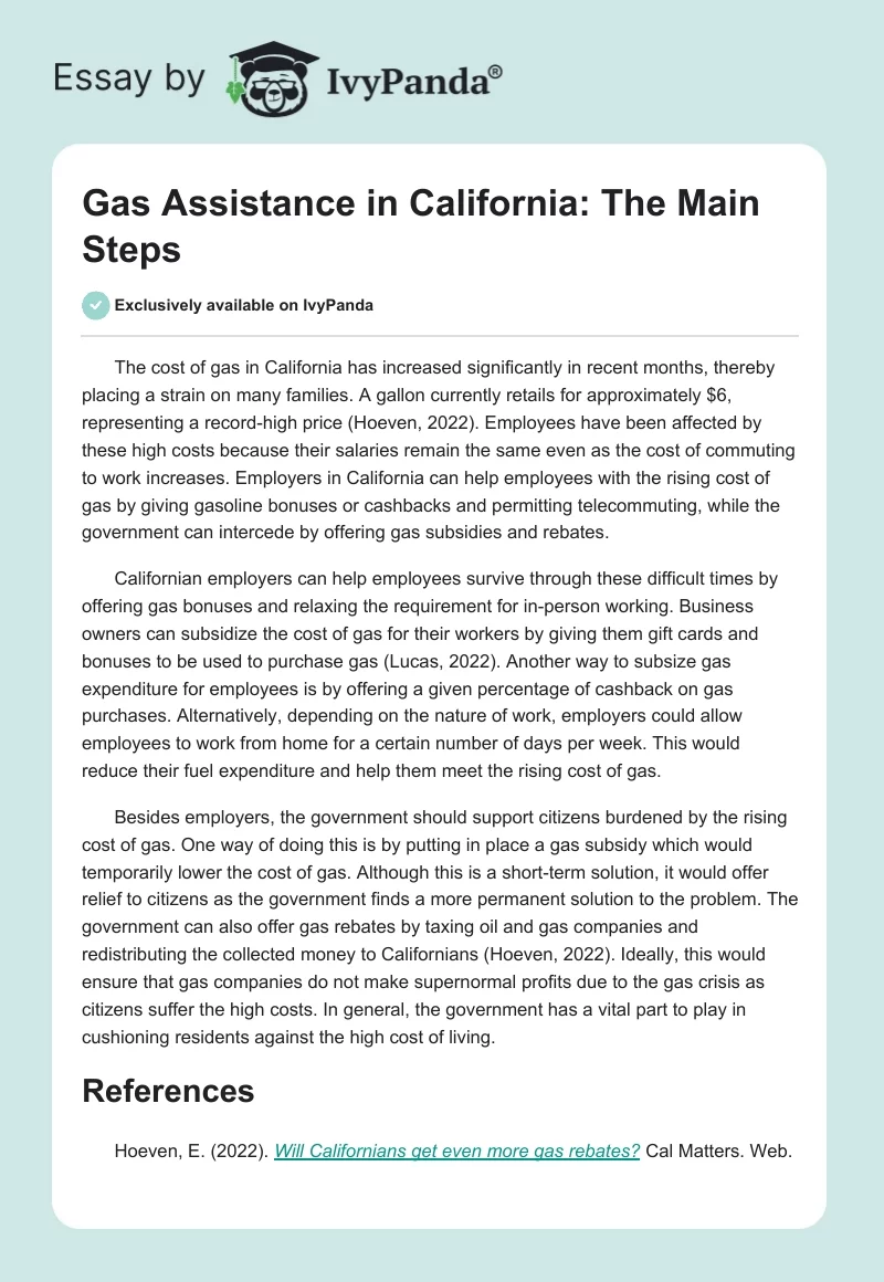 Gas Assistance in California: The Main Steps. Page 1