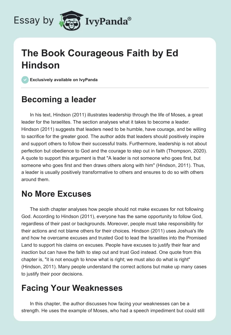 The Book "Courageous Faith" by Ed Hindson. Page 1