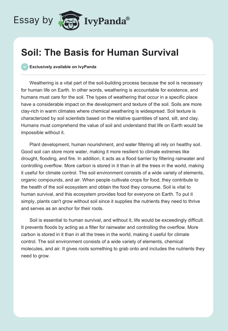 Soil: The Basis for Human Survival. Page 1