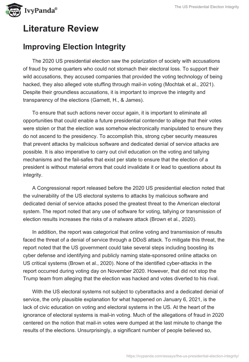 Improving Integrity of the US Election and Youths Participation. Page 3