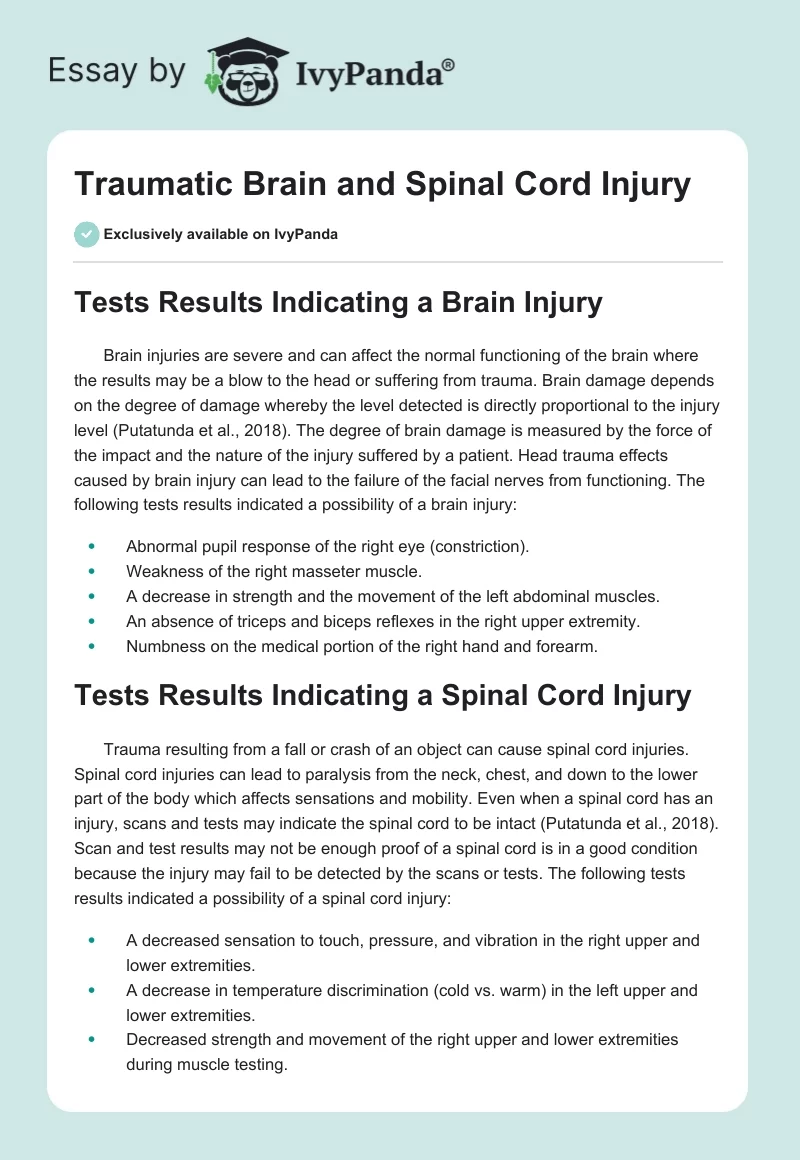 Traumatic Brain and Spinal Cord Injury. Page 1