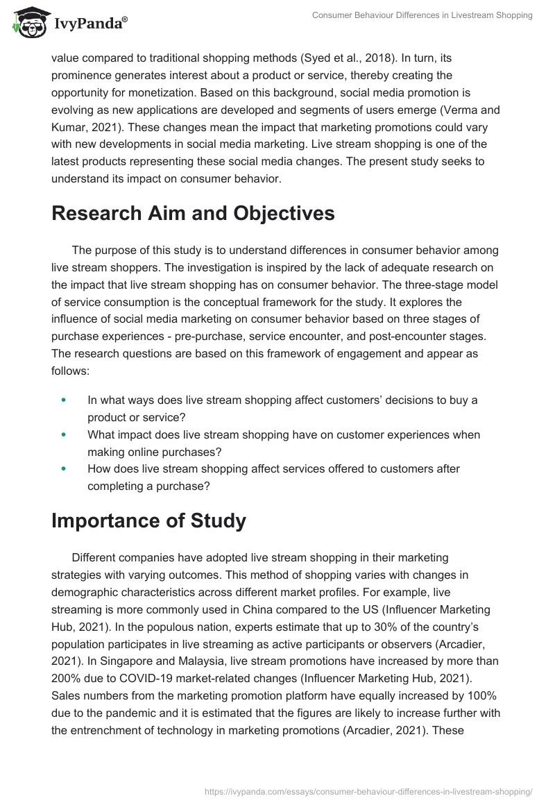 Consumer Behaviour Differences in Livestream Shopping. Page 3