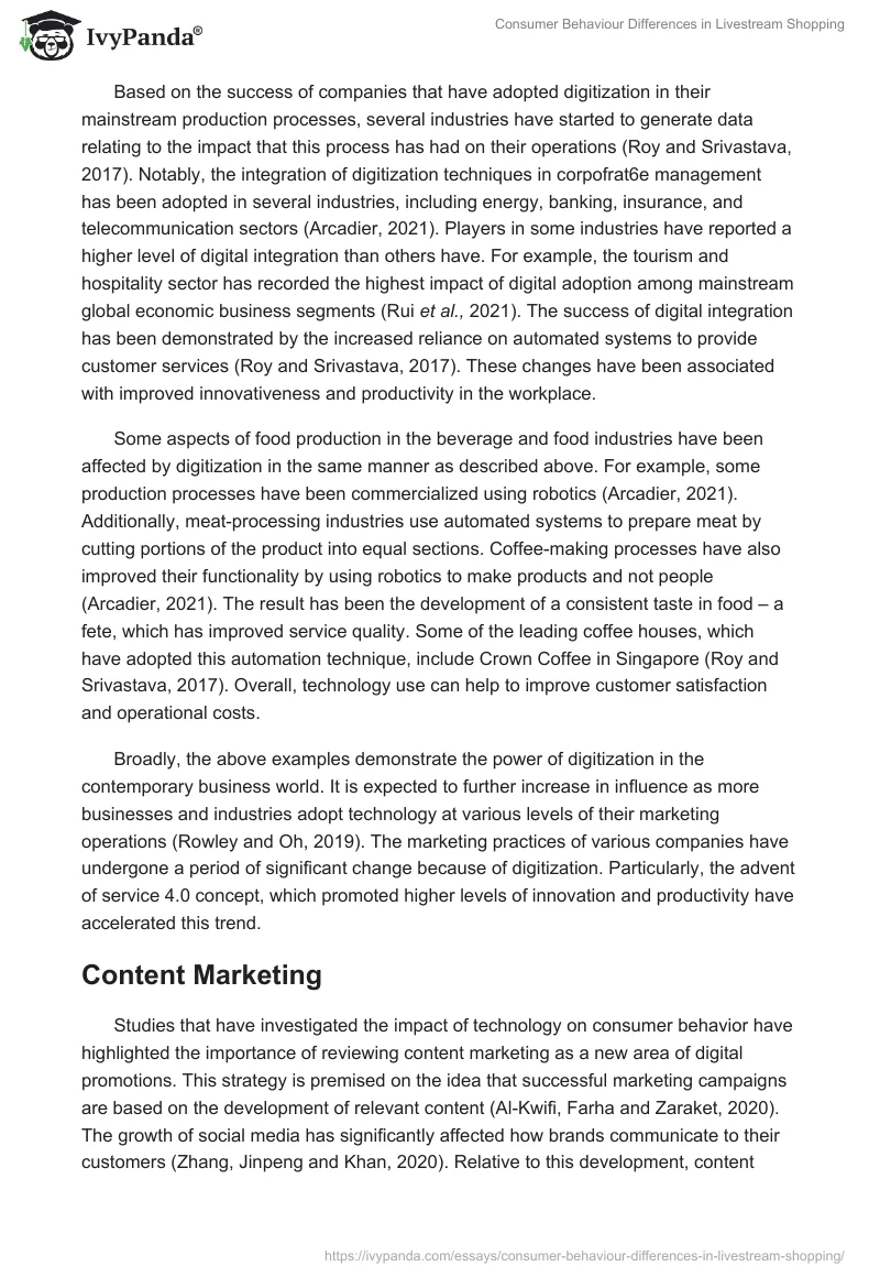 Consumer Behaviour Differences in Livestream Shopping. Page 5