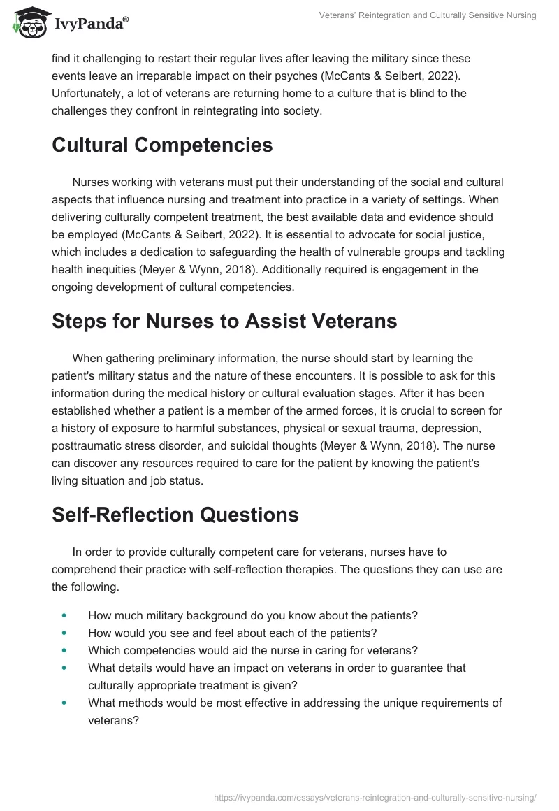 Veterans’ Reintegration and Culturally Sensitive Nursing. Page 5