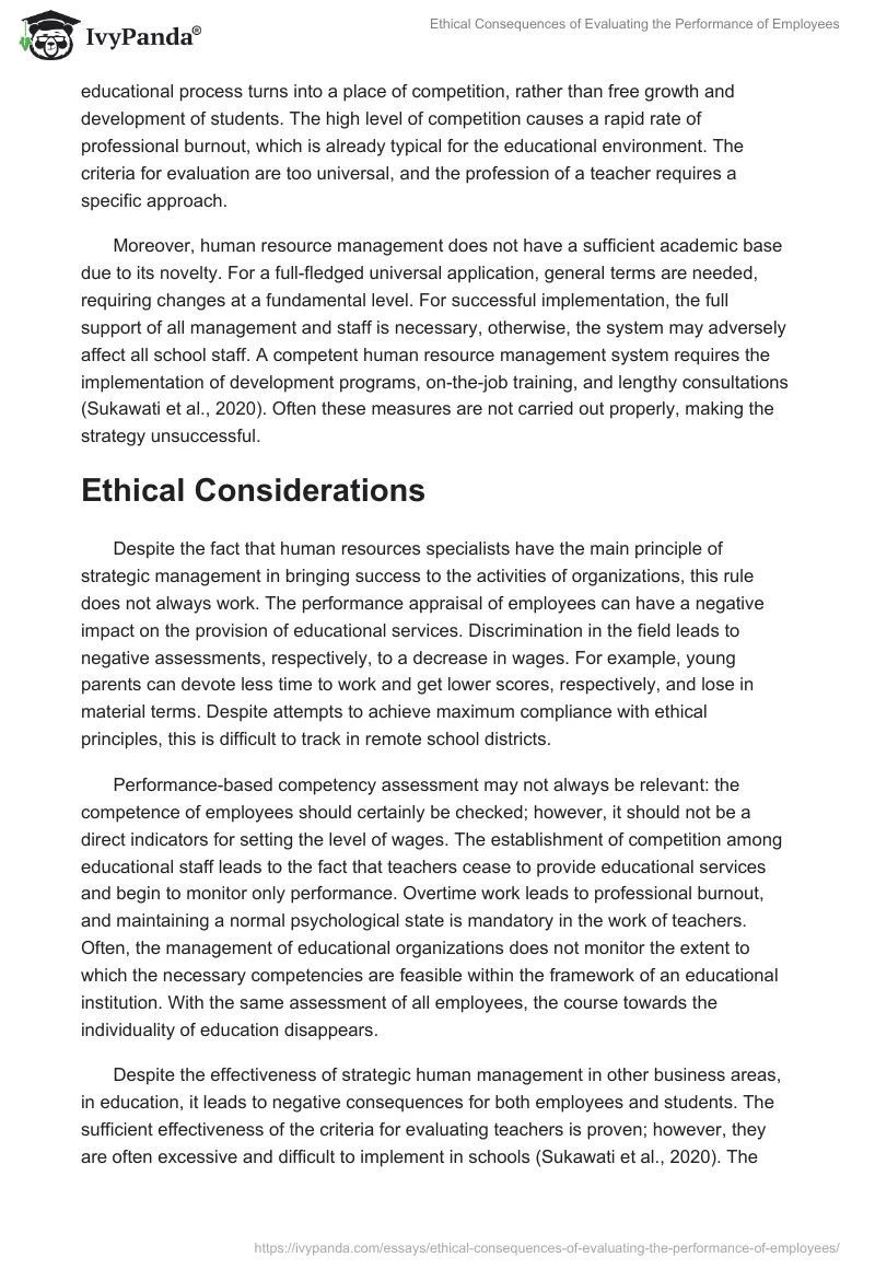 Ethical Consequences of Evaluating the Performance of Employees. Page 2