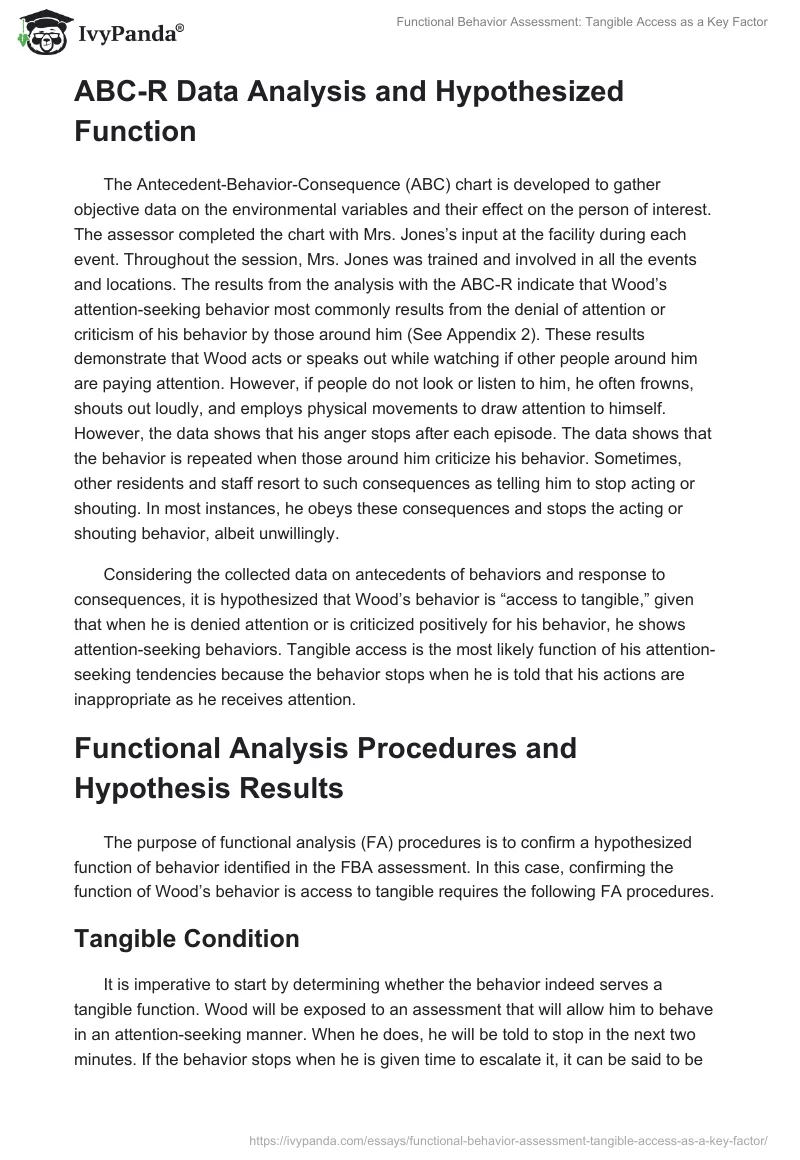 Functional Behavior Assessment: Tangible Access as a Key Factor. Page 3