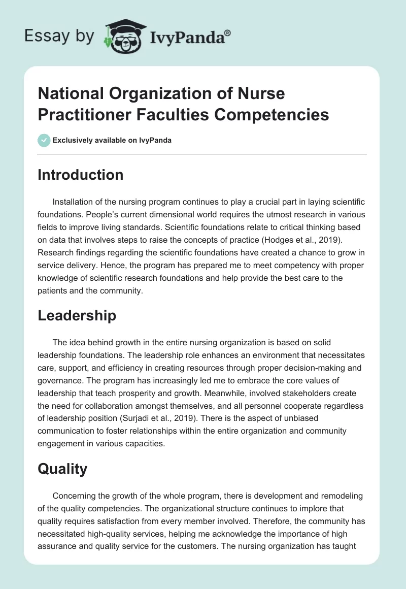 National Organization of Nurse Practitioner Faculties Competencies. Page 1