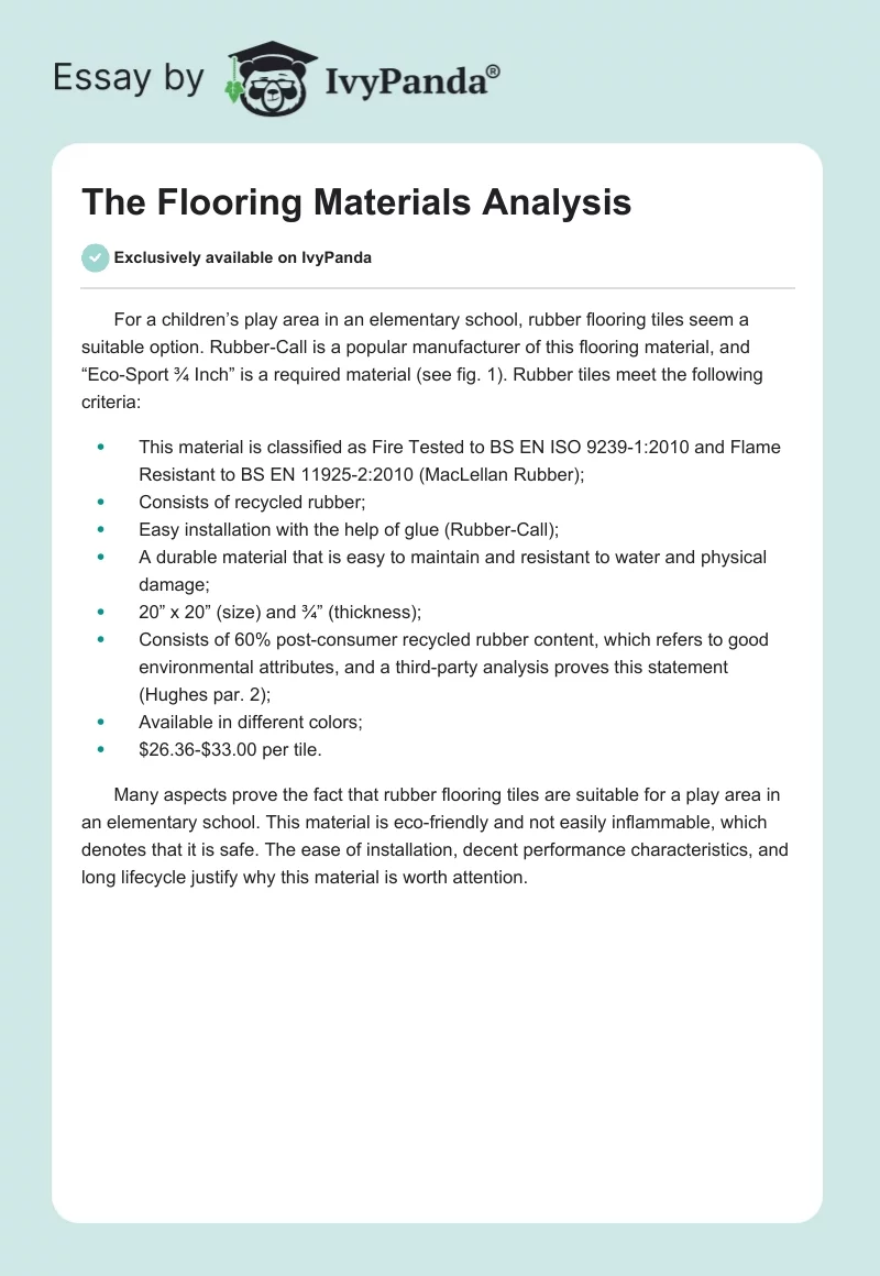 The Flooring Materials Analysis. Page 1
