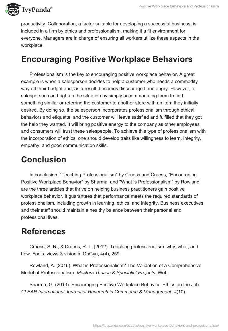 Positive Workplace Behaviors and Professionalism. Page 2