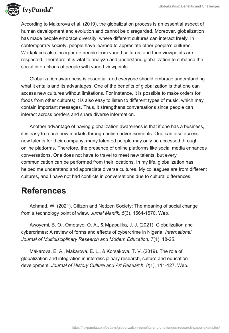 Globalization: Benefits and Challenges. Page 2