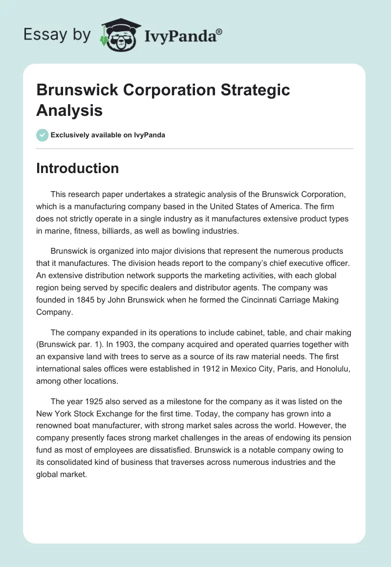 Brunswick Corporation Strategic Analysis. Page 1