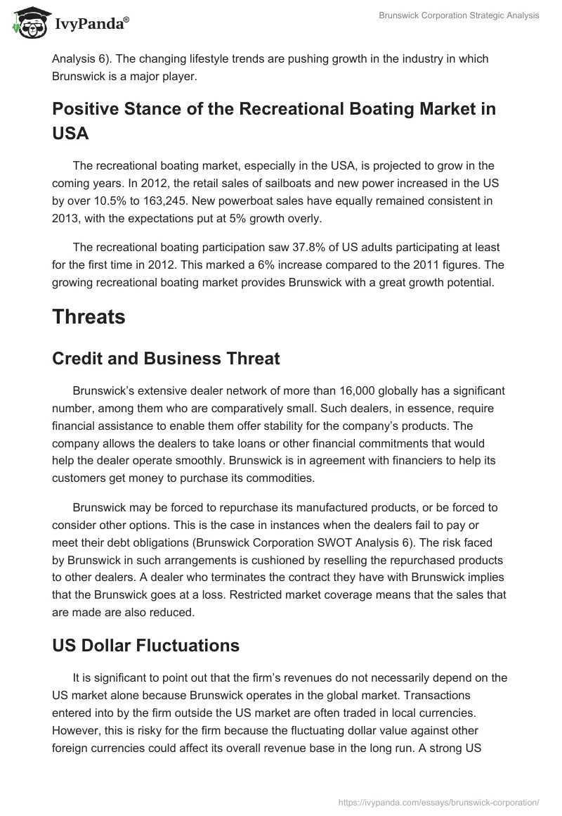 Brunswick Corporation Strategic Analysis. Page 4
