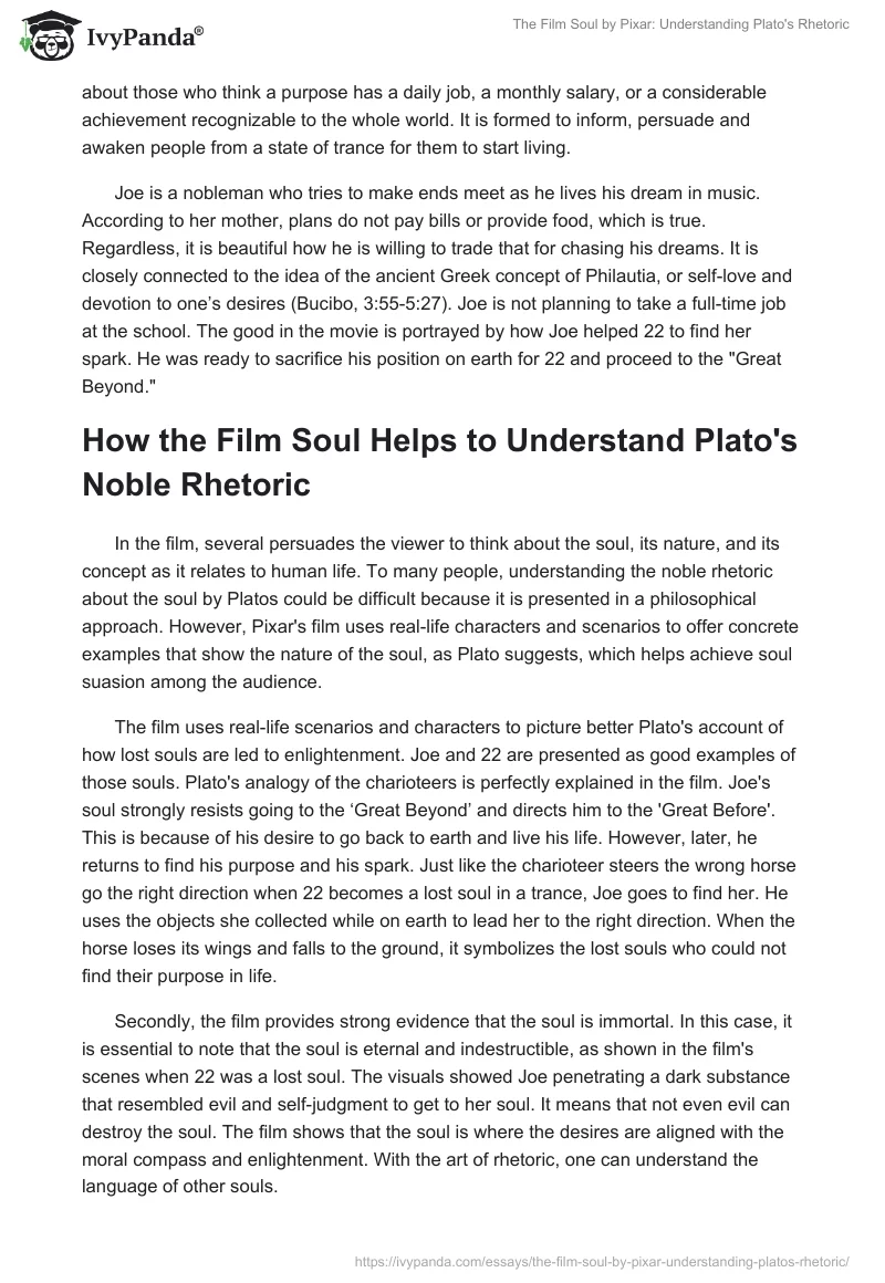 The Film "Soul" by Pixar: Understanding Plato's Rhetoric. Page 3