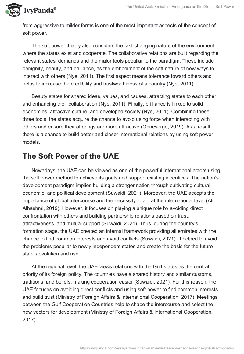 The United Arab Emirates: Emergence as the Global Soft Power. Page 3