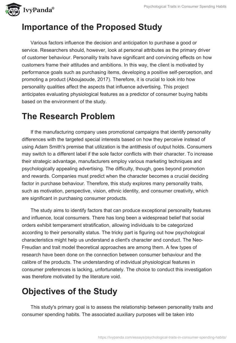 Psychological Traits in Consumer Spending Habits. Page 2