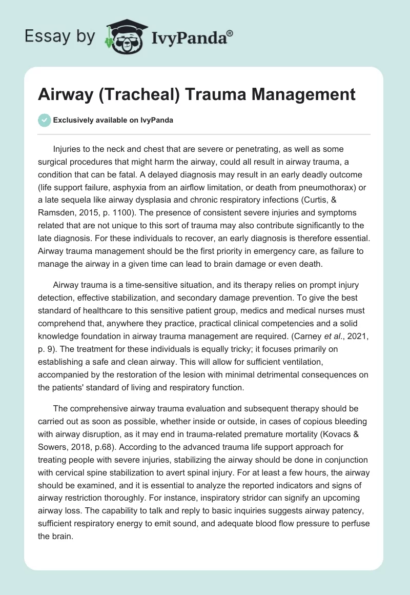 Airway (Tracheal) Trauma Management. Page 1