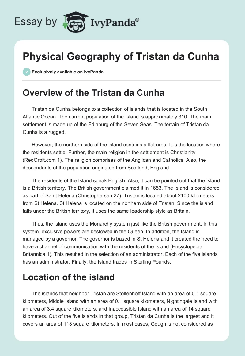 Physical Geography of Tristan da Cunha. Page 1
