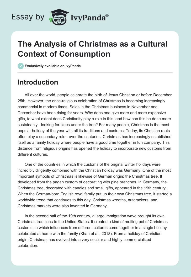 The Analysis of Christmas as a Cultural Context of Consumption. Page 1