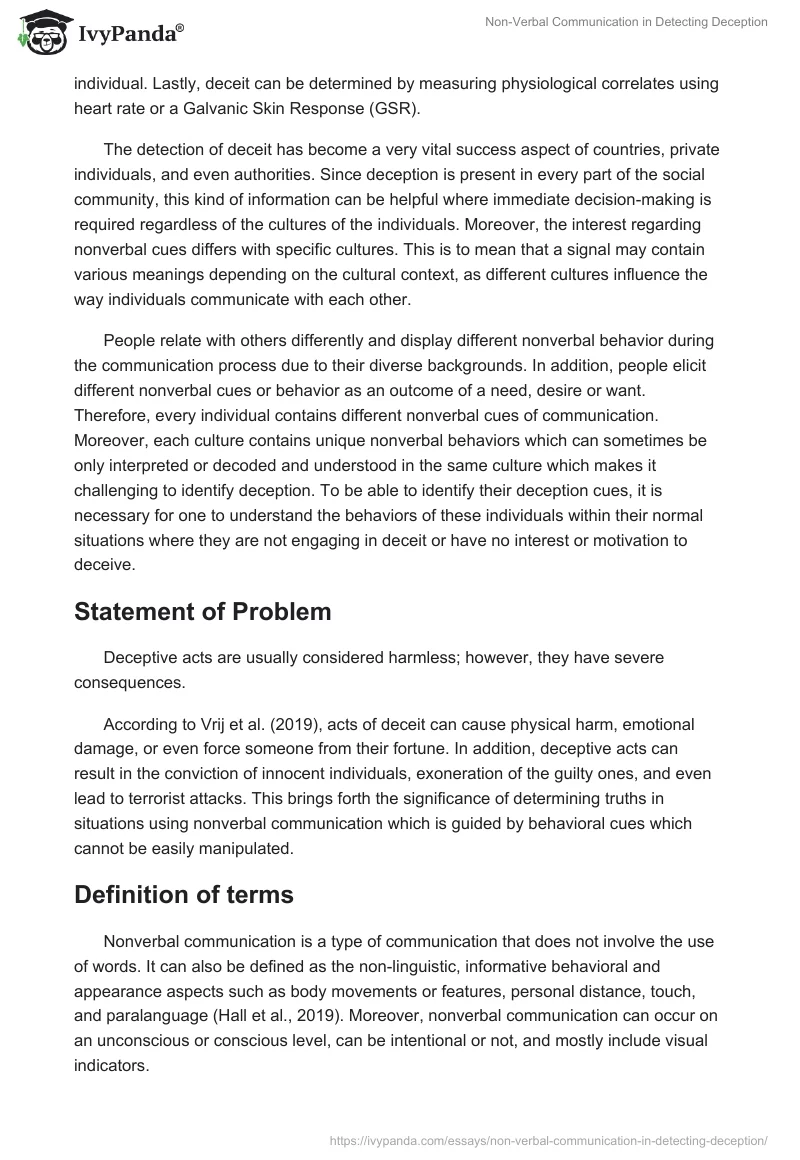 Non-Verbal Communication in Detecting Deception. Page 2