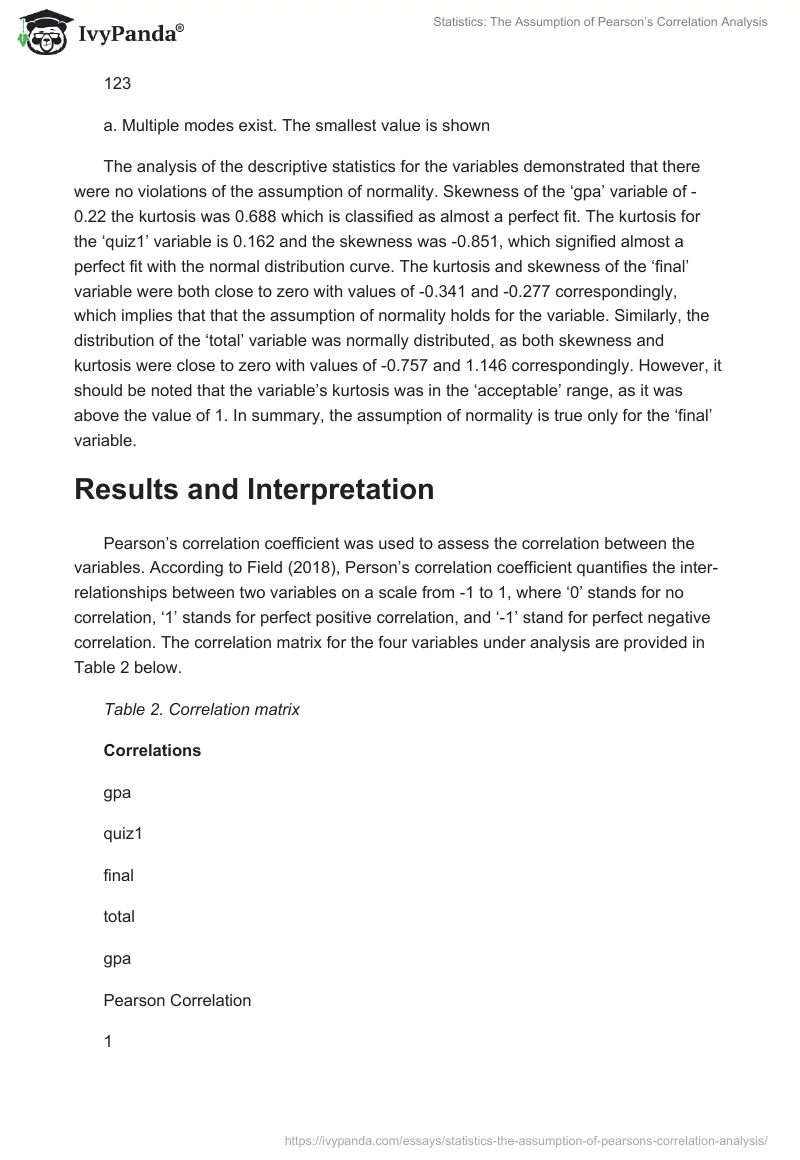 Statistics: The Assumption of Pearson’s Correlation Analysis. Page 5