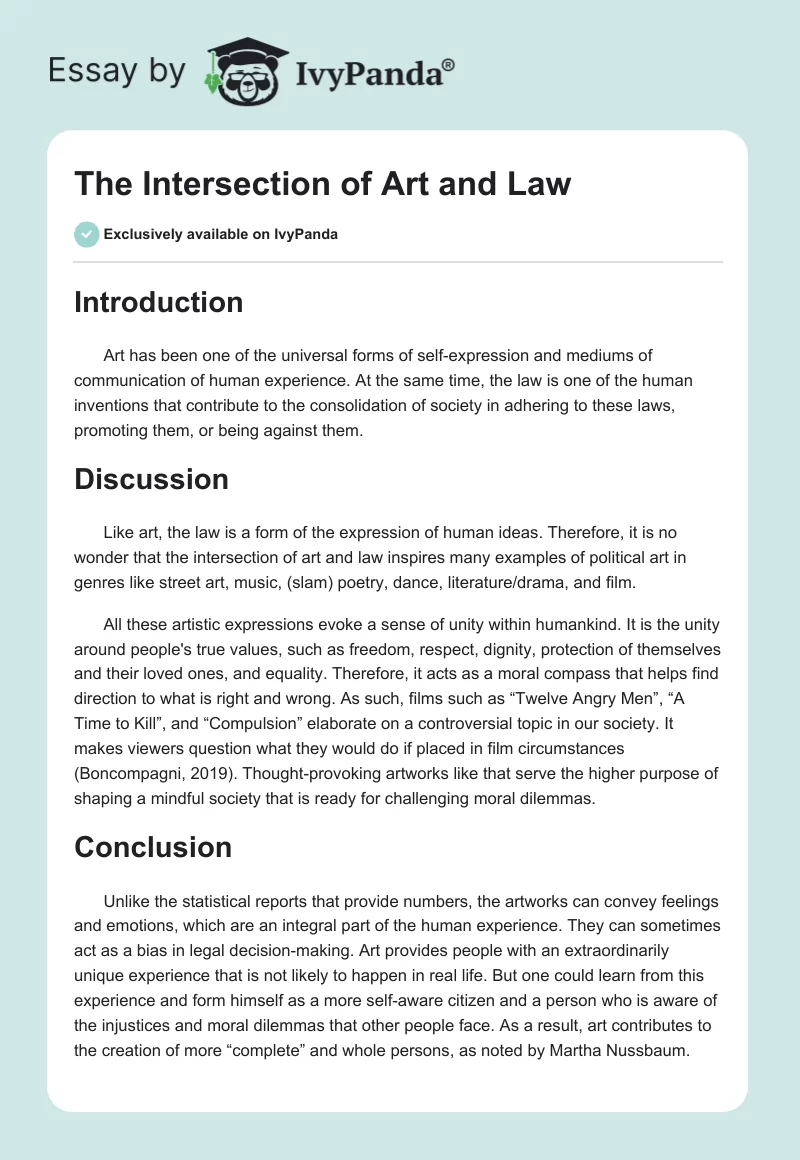 The Intersection of Art and Law. Page 1