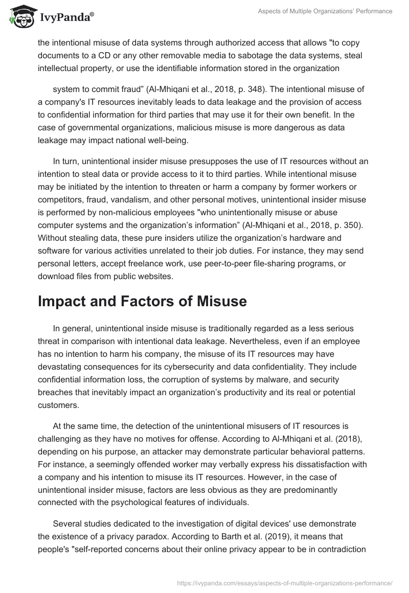 Aspects of Multiple Organizations’ Performance. Page 2