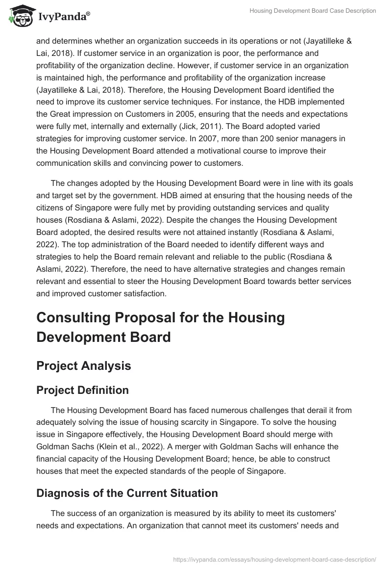 Housing Development Board Case Description. Page 4