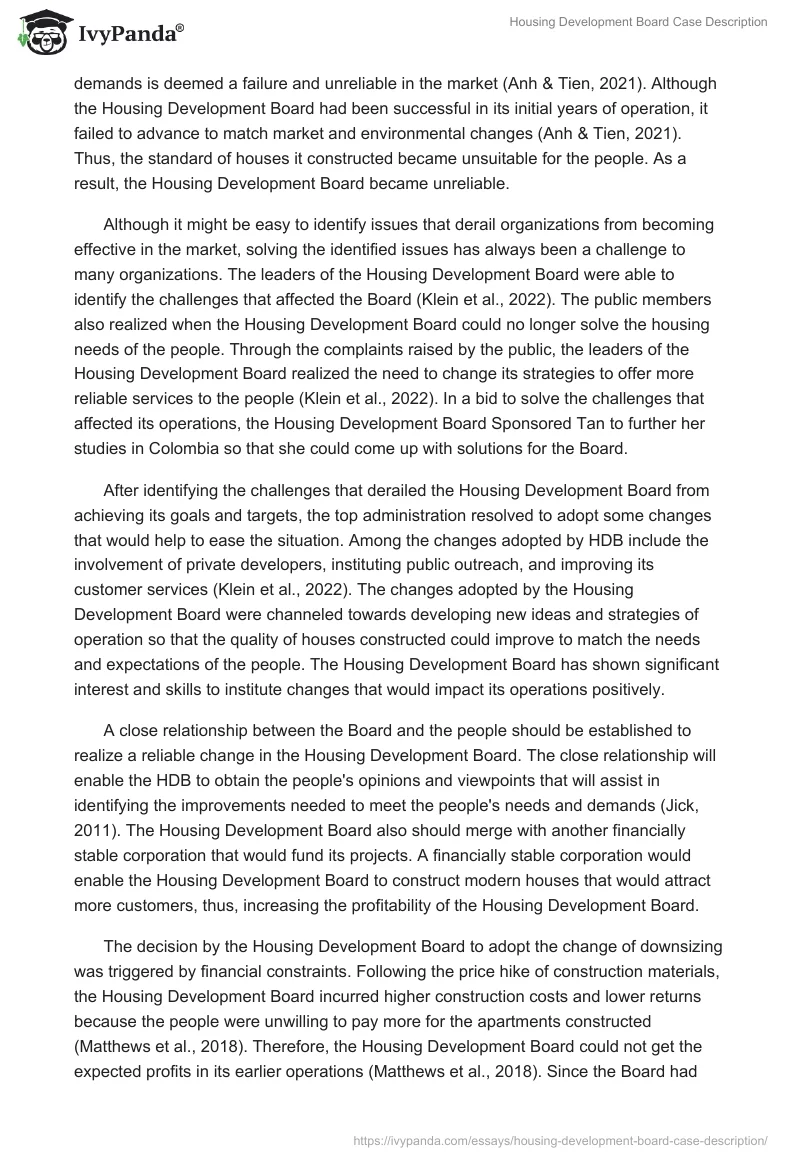Housing Development Board Case Description. Page 5