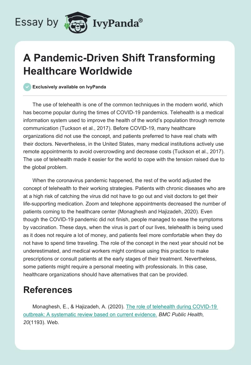 A Pandemic-Driven Shift Transforming Healthcare Worldwide. Page 1