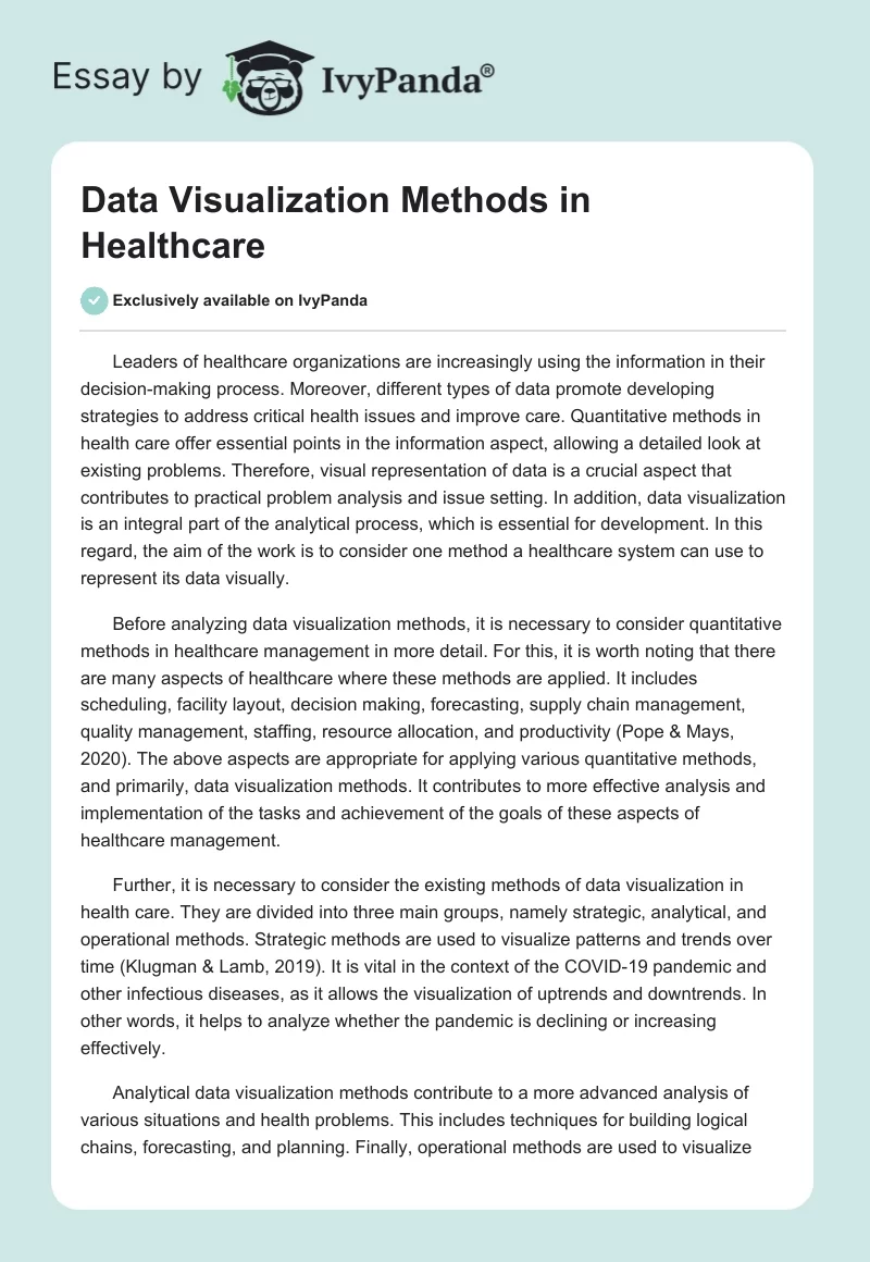 Data Visualization Methods in Healthcare. Page 1
