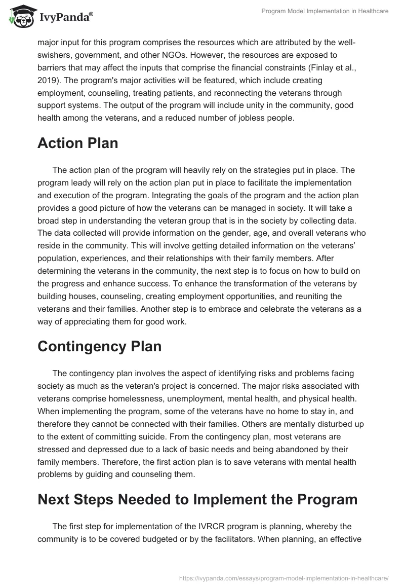 Program Model Implementation in Healthcare. Page 4