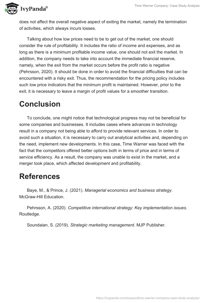 Time Warner Company: Case Study Analysis. Page 2