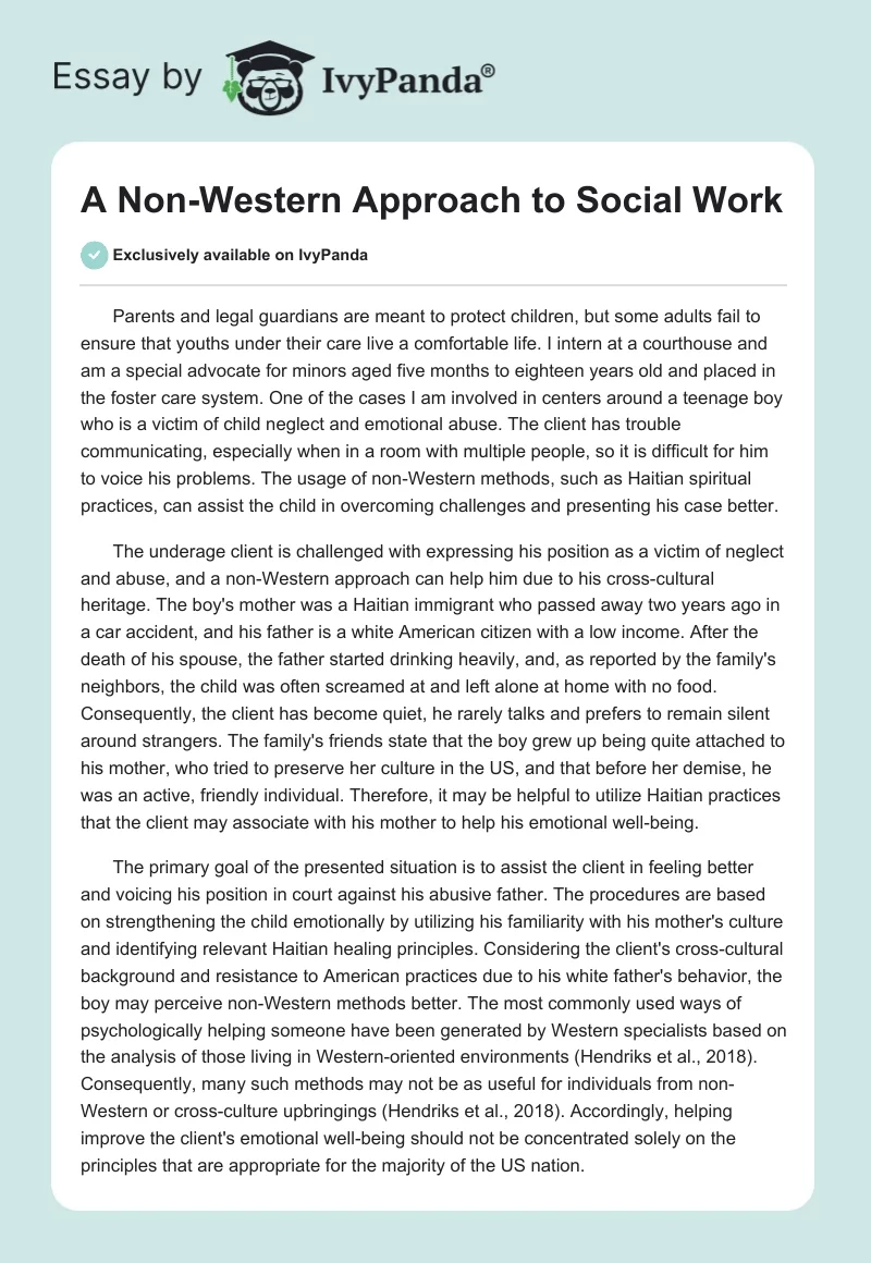 A Non-Western Approach to Social Work. Page 1