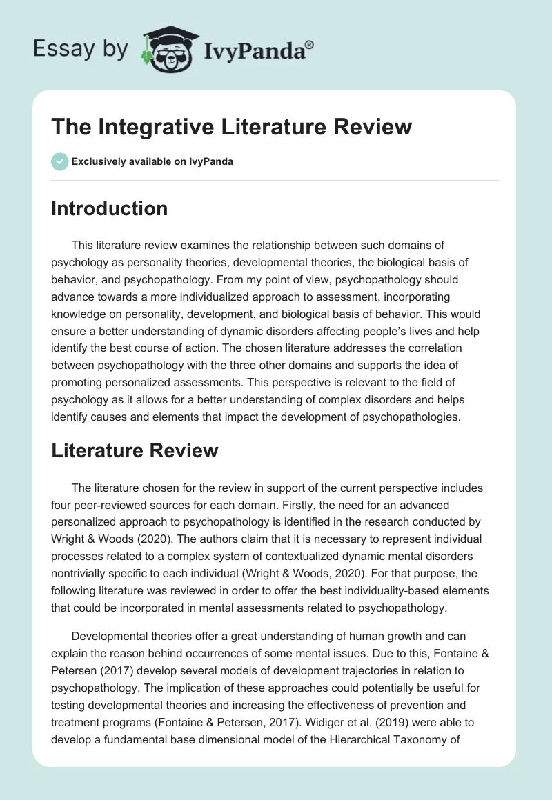 The Integrative Literature Review. Page 1