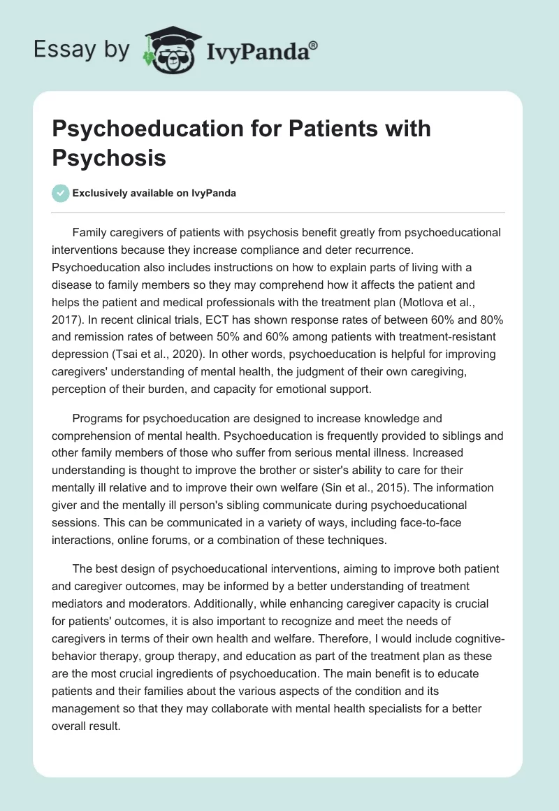 Psychoeducation for Patients with Psychosis. Page 1