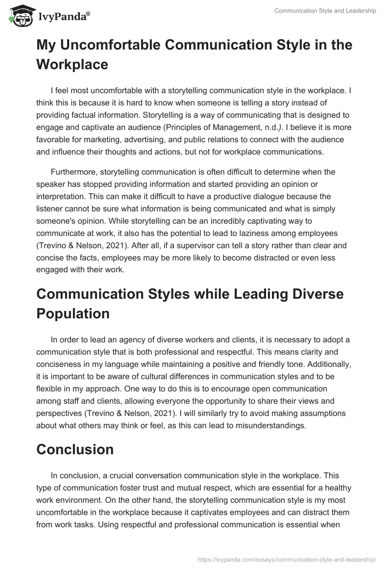 Communication Style and Leadership. Page 2