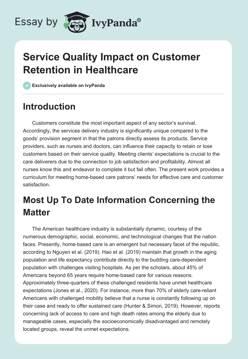 Service Quality Impact on Customer Retention in Healthcare. Page 1