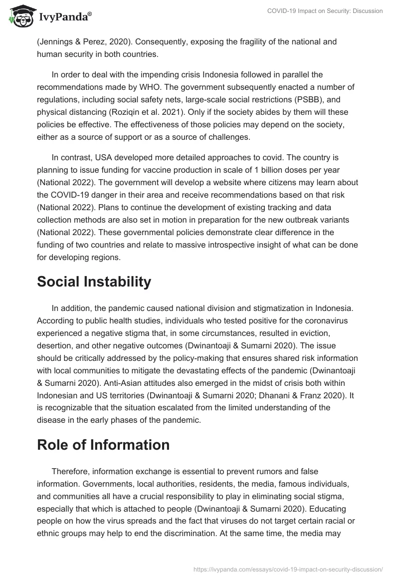 COVID-19 Impact on Security: Discussion. Page 2