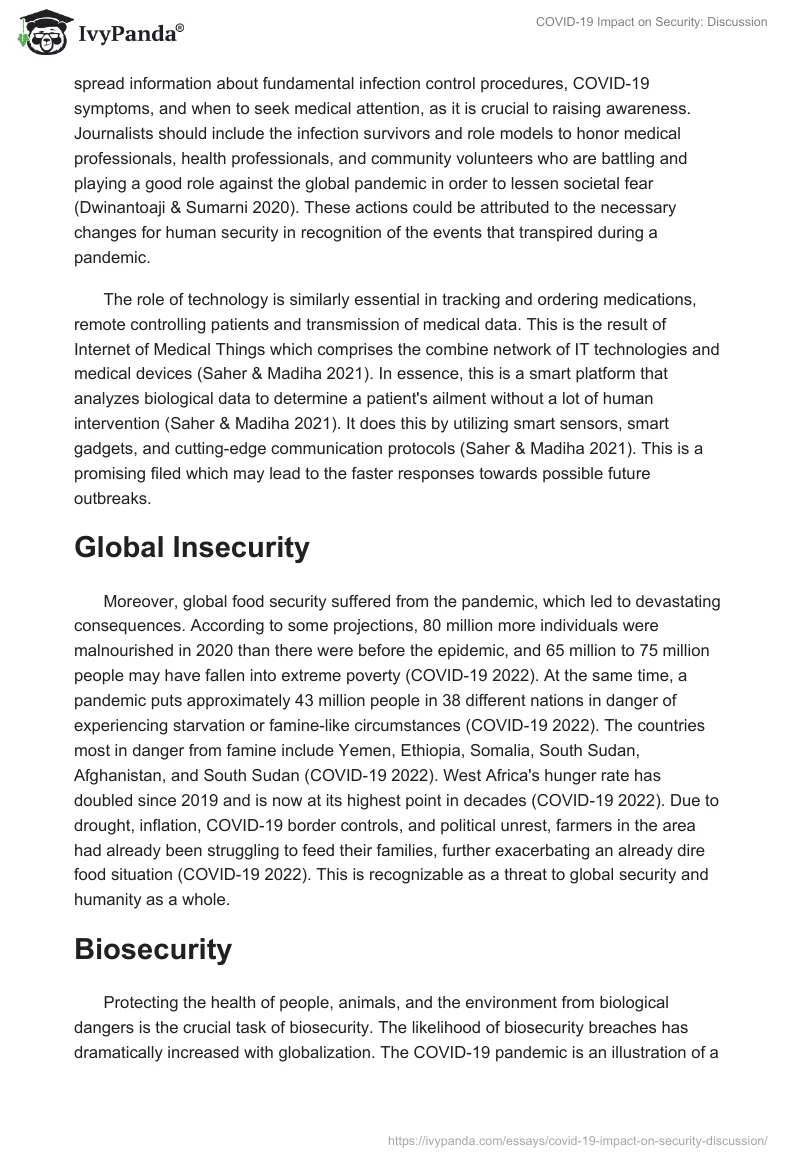 COVID-19 Impact on Security: Discussion. Page 3