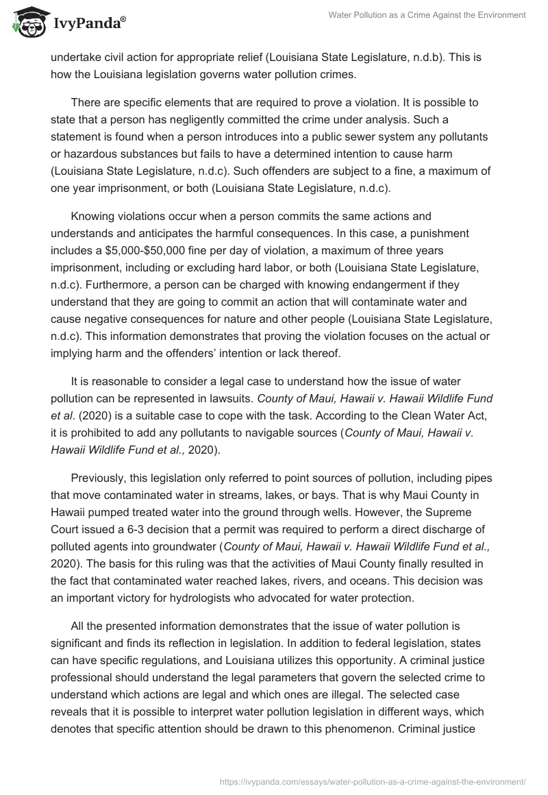 Water Pollution as a Crime Against the Environment. Page 2