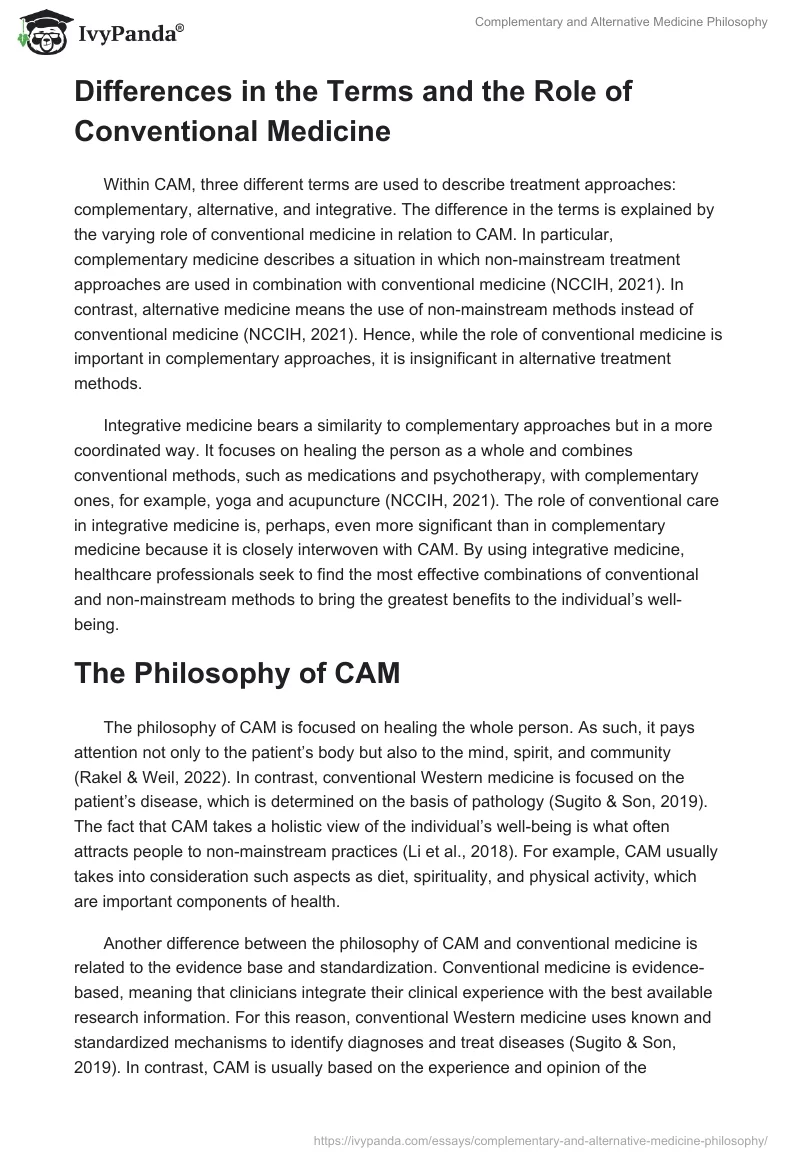 Complementary and Alternative Medicine Philosophy. Page 2