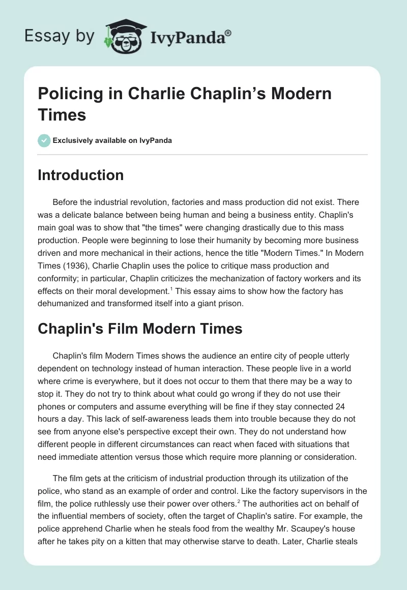 Policing in Charlie Chaplin’s Modern Times. Page 1