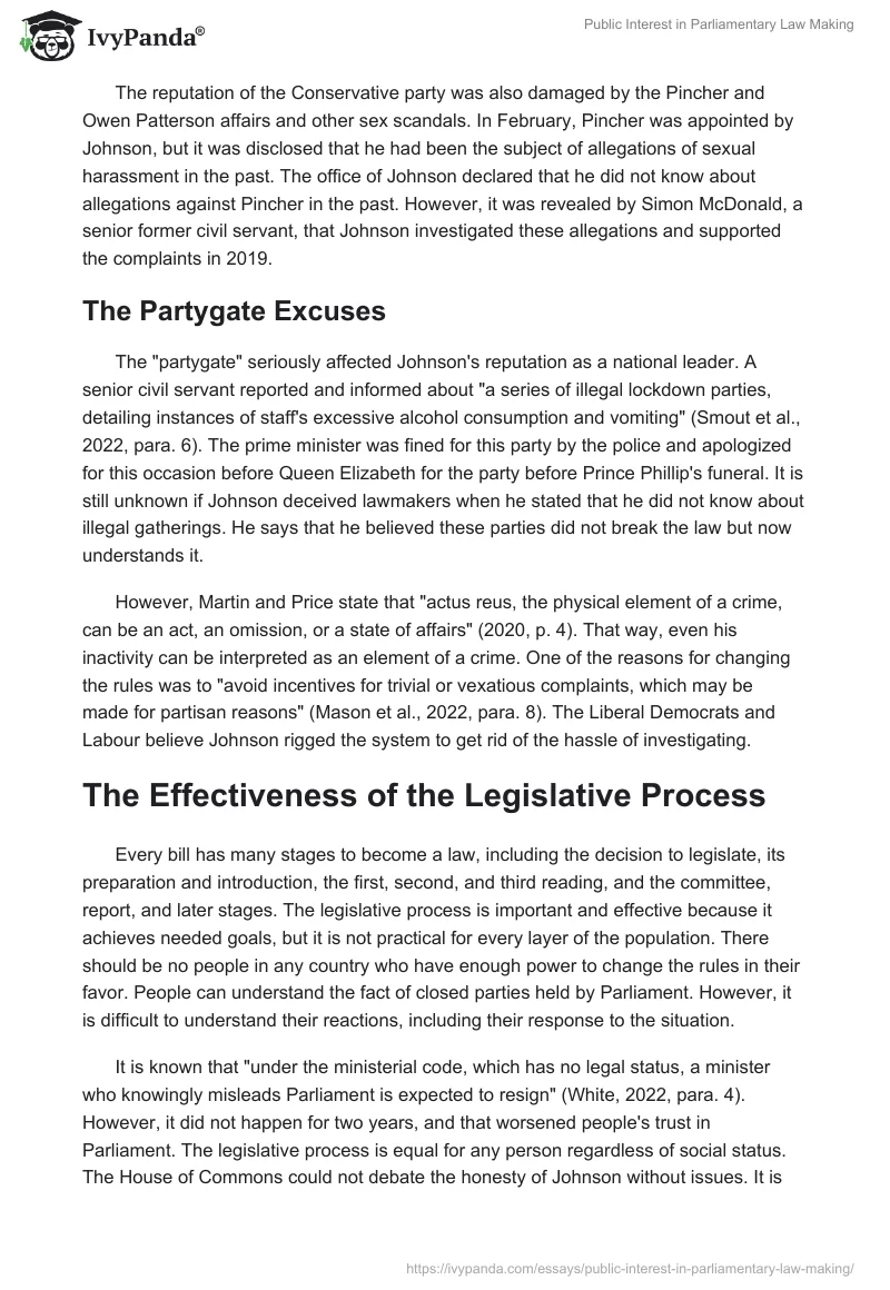 Public Interest in Parliamentary Law Making. Page 2