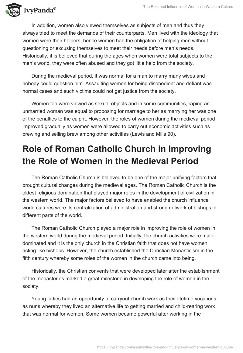 The Role and Influence of Women in Western Culture. Page 2