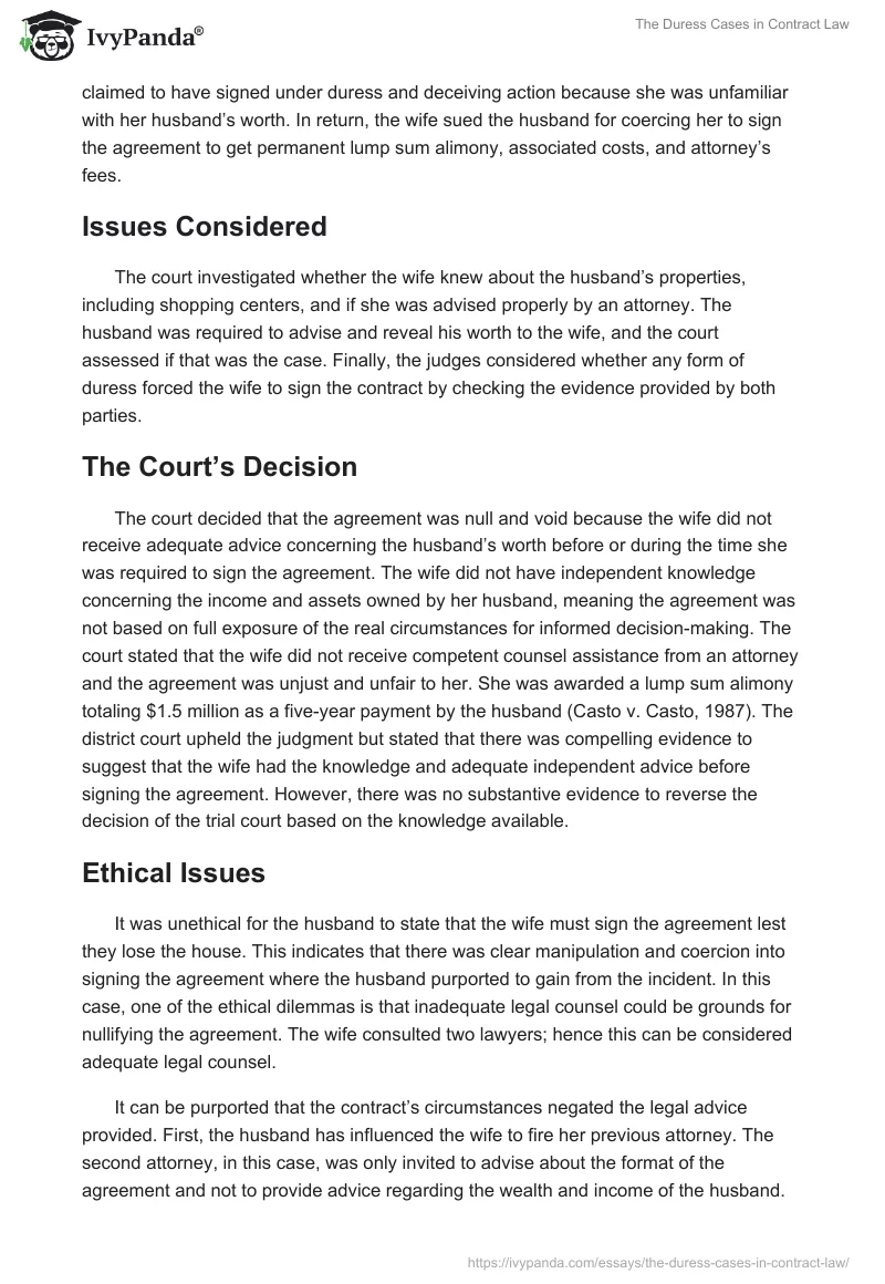The Duress Cases in Contract Law. Page 2