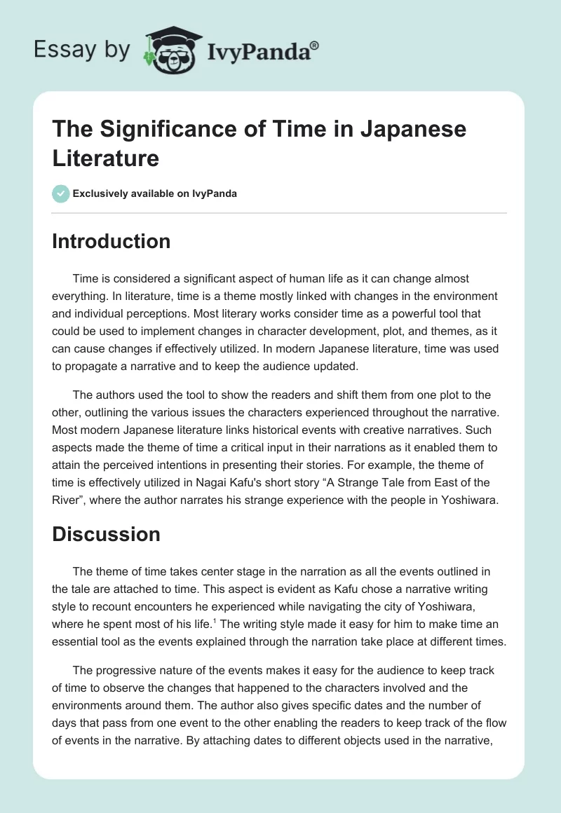 The Significance of Time in Japanese Literature. Page 1