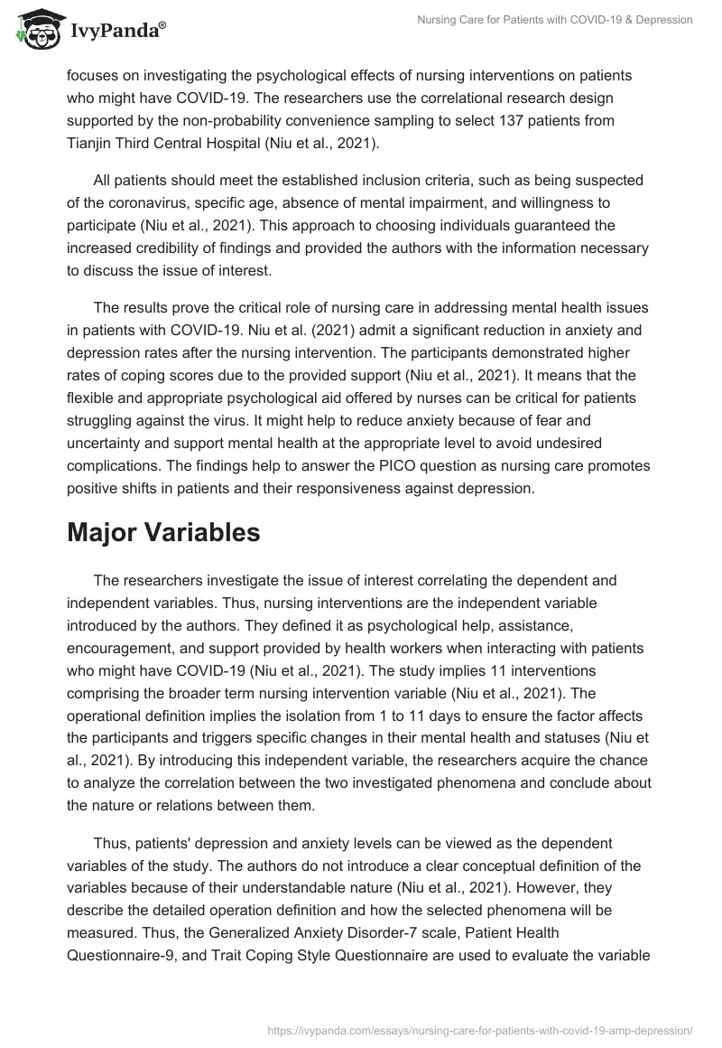 Nursing Care for Patients With COVID-19 & Depression. Page 2